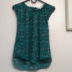 LC Lauren Conrad Green Cap Sleeve Blouse